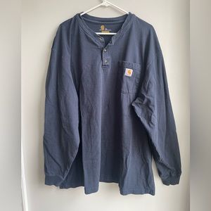 Men's Carhartt Navy Long Sleeve Workwear Henley T Shirt 3XL